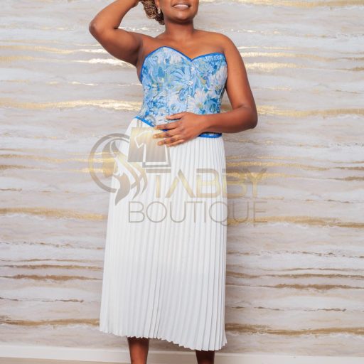 Azure Pleat Midi Dress