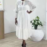 Ivory Tiered Pleat Dress