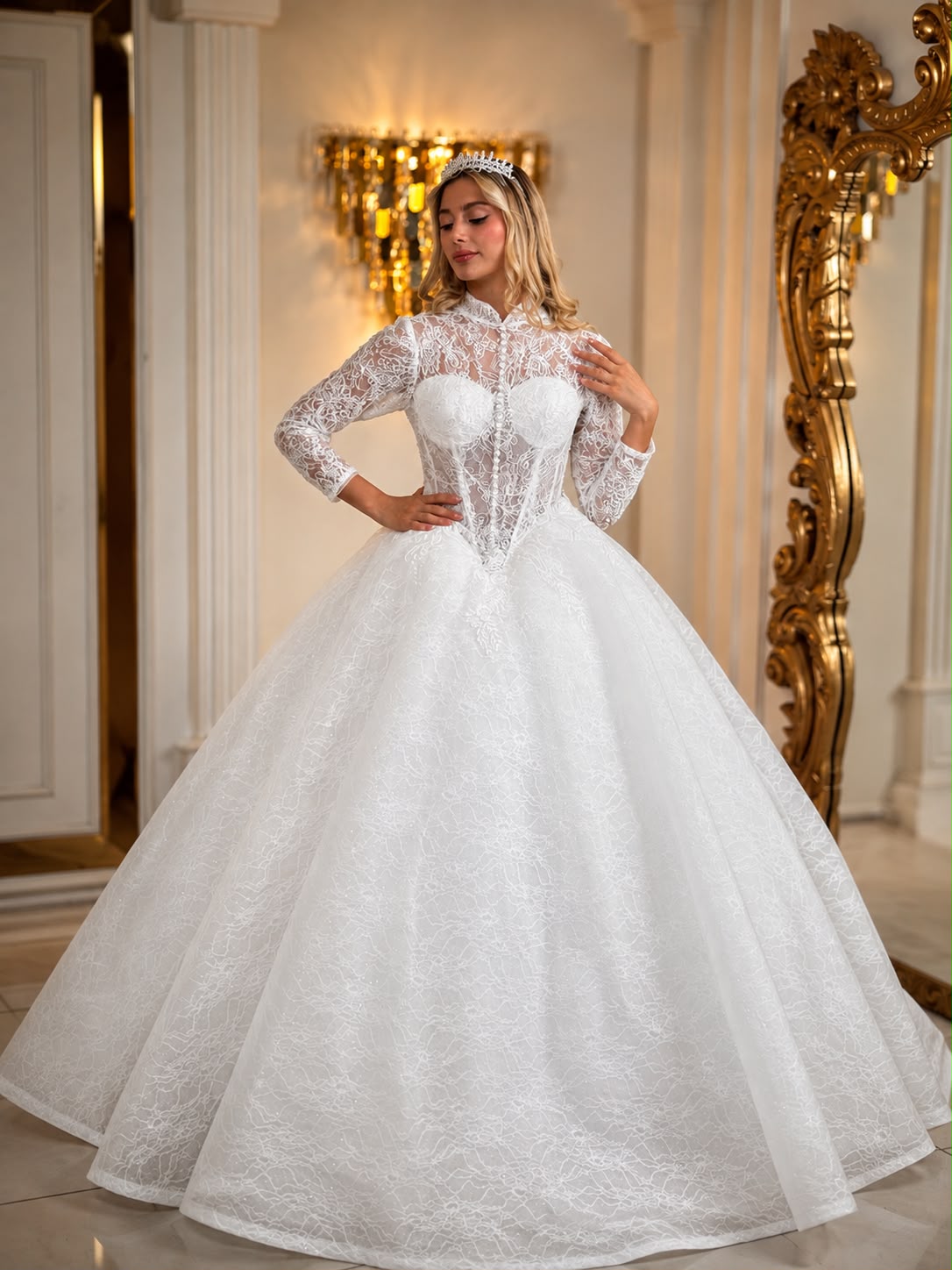 Ivory Grace Illusion-Lace Wedding Gown