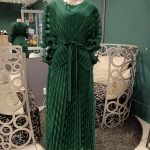 Emerald Muse Pleated Midi Dress